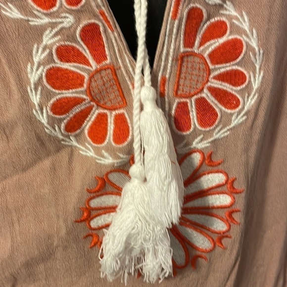 Lulus Barcelona Beauty Blush Pink Tan Embroidered Romper size S - Picture 10 of 17